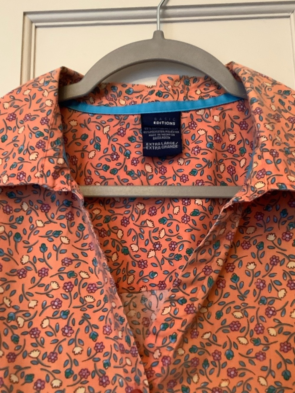 Basic Editions Short-Sleeve Button-Down Shirt - Rust Floral Print - Picture 6 of 8